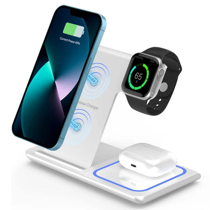 LED Fast Wireless Charger Stand 3 in 1 Foldable Charging Station For iPhone 17 16 15 14Apple Watch 9 8 7 6 5 Airpods Pro