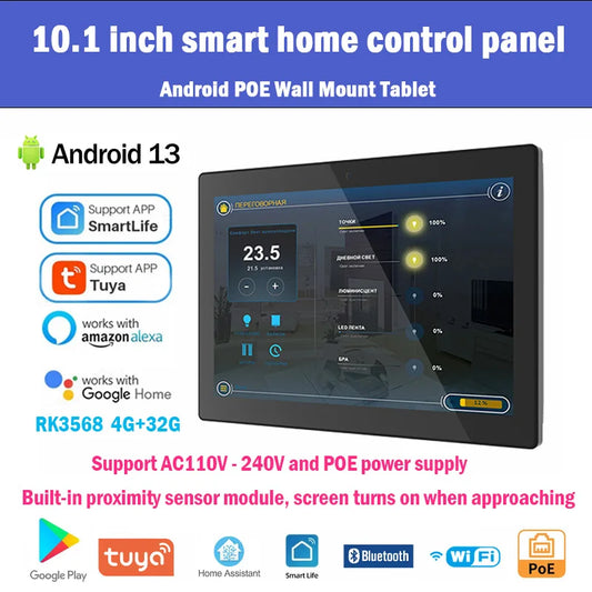 2026 New 10.1 Inch POE Tablet Smart Home Control Panel Android 13 OS Touch Screen Wall Mount Tablet With RS485 proximity sensor