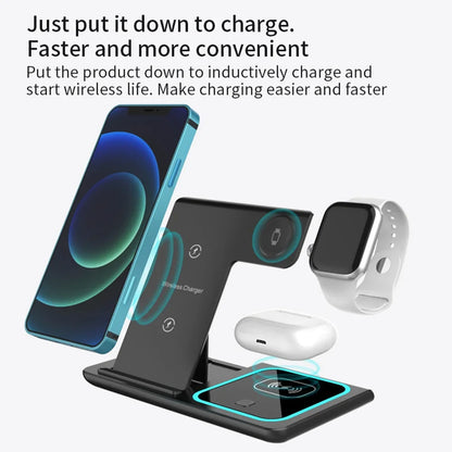 LED Fast Wireless Charger Stand 3 in 1 Foldable Charging Station For iPhone 17 16 15 14Apple Watch 9 8 7 6 5 Airpods Pro